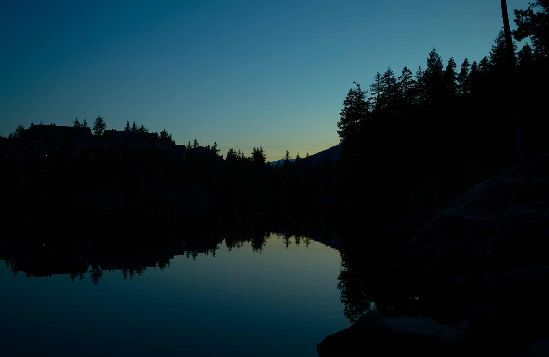 Alpha Lake glowing at sunset